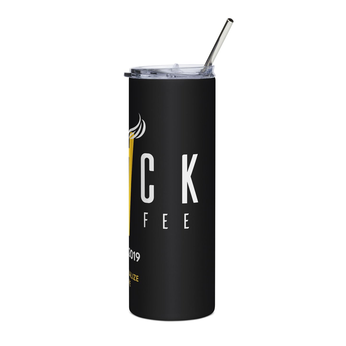 Coffee Tumbler - Personalized Black 20oz Stainless Steel Travel Cup (Est. 2019)