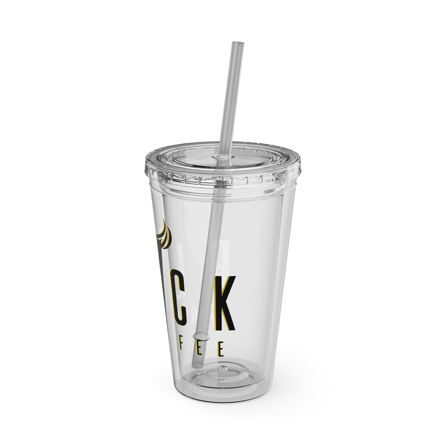 Sunsplash 16oz Tumbler with Straw - Stylish Clear Drinkware for Coffee Lovers