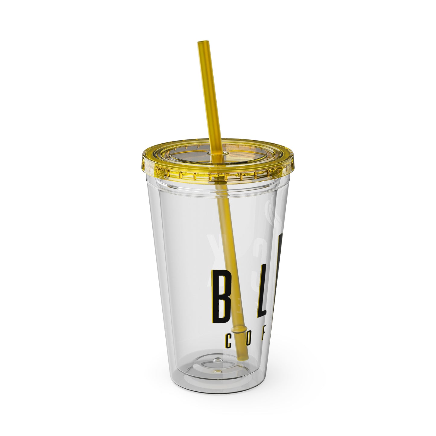 Sunsplash 16oz Tumbler with Straw - Stylish Clear Drinkware for Coffee Lovers