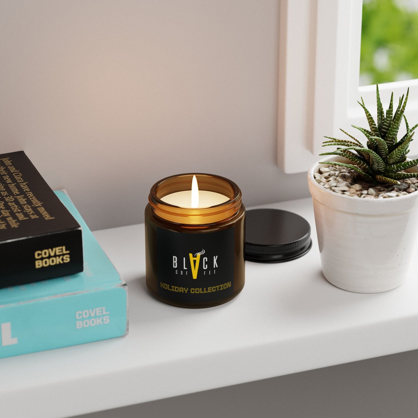 Holiday Collection Amber Soy Candle — Black Coffee Scent (Multi-Size)