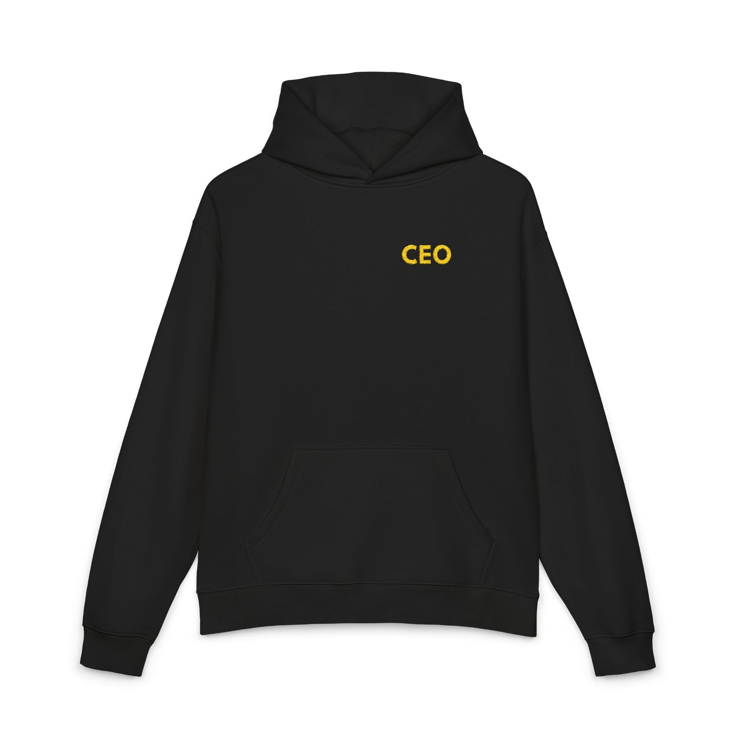 CEO Embroidered Hoodie — Minimal Black Relaxed Fit