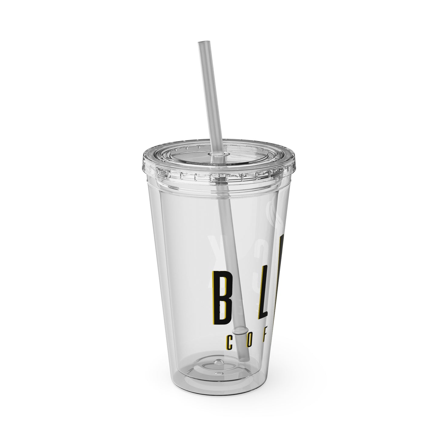 Sunsplash 16oz Tumbler with Straw - Stylish Clear Drinkware for Coffee Lovers