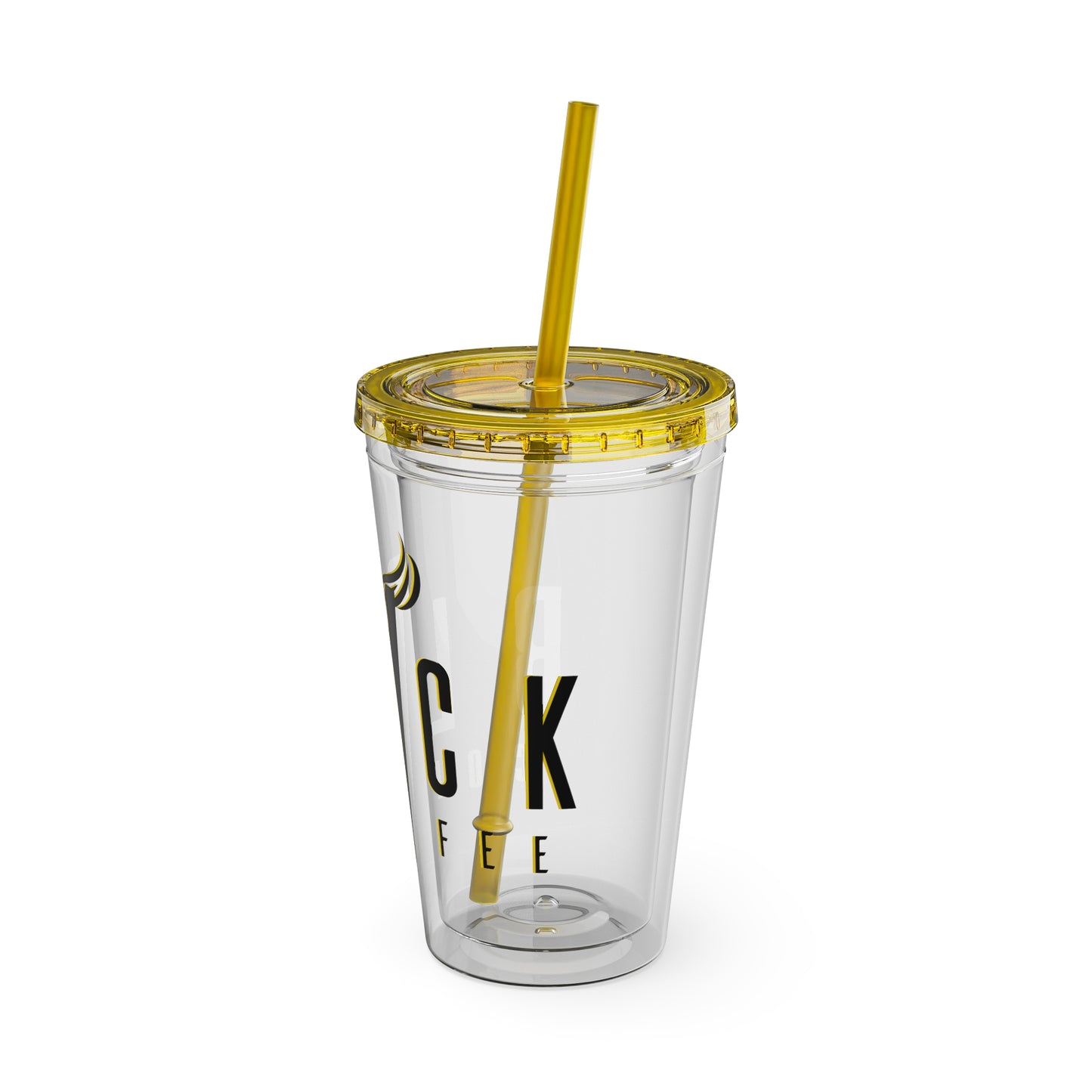 Sunsplash 16oz Tumbler with Straw - Stylish Clear Drinkware for Coffee Lovers