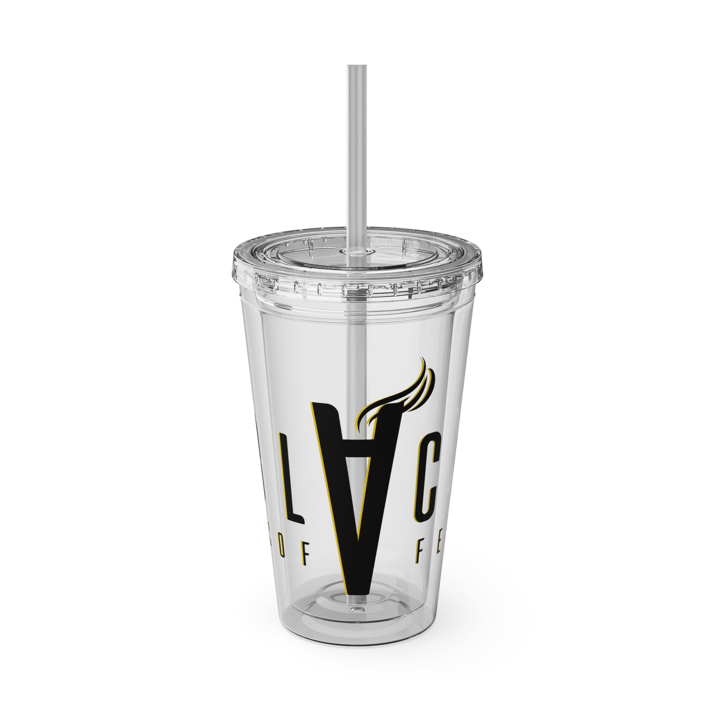 Sunsplash 16oz Tumbler with Straw - Stylish Clear Drinkware for Coffee Lovers